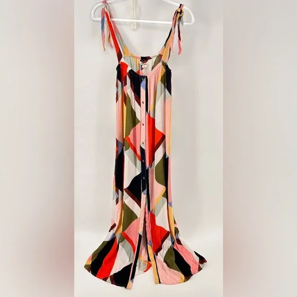 Billabong Rainbow Gate Maxi Boho Beachy Geometric Flowy Resort Dress Size M - Picture 4 of 12